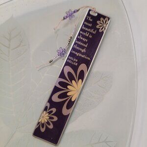 Sacchi Metal Bookmark Purple Floral Boho - Helen Keller Quote
